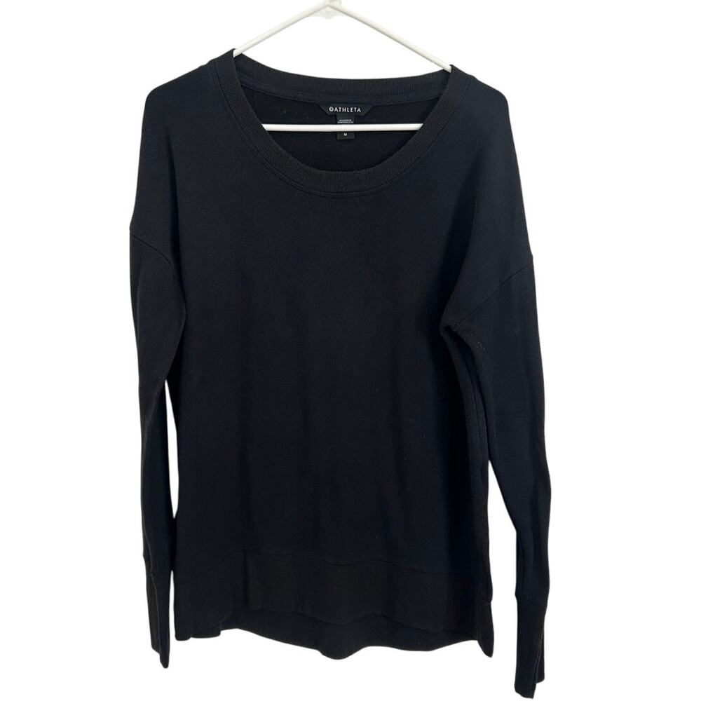 Athleta Black Fuzzy Pull Over Sweater Scoop Neck Women's Medium